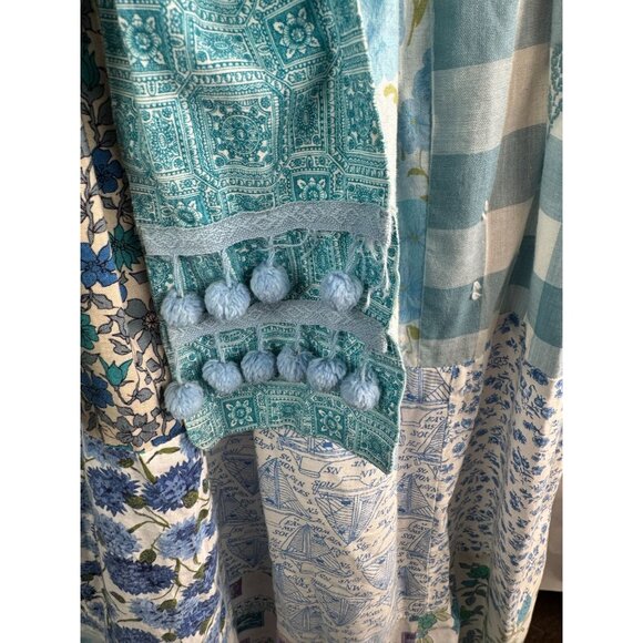 Handmade Vintage Patchwork Wrap Skirt  OS Blues   Cotton Blend - Picture 9 of 16